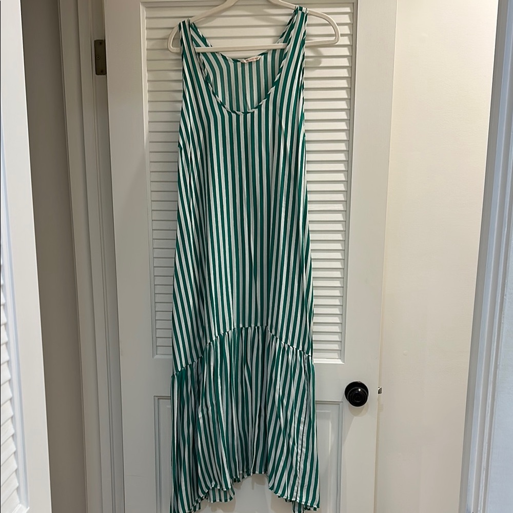 Left On Friday Teal and White Striped Top